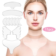 Load image into Gallery viewer, 11Pcs Reusable Silicone Wrinkle Removal Sticker Face Forehead Neck Eye Sticker Pad Anti Wrinkle Aging Skin Lifting Care Patch
