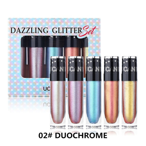 5pcs/lot Ucanbe Dazzling Glitter&Sparkle Liquid Eye shadow Shiny Long lasting Eyeshadow Multicolor Duochrome Eye Makeup Cosmetic