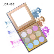 UCANBE 9 Colors Highlighter Palette Shimmer Eyeshadow Palette Blusher Shading Brighten Powder Contour Make up Cosmetics