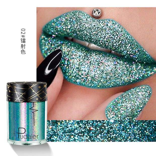 Pudaier Brand Shimmer Lip Gloss Color Cosmetic Waterproof Pigment Blue Black Shining Glitter Liquide Lipstick Beauty Makeup