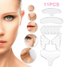 Load image into Gallery viewer, 11Pcs Reusable Silicone Wrinkle Removal Sticker Face Forehead Neck Eye Sticker Pad Anti Wrinkle Aging Skin Lifting Care Patch
