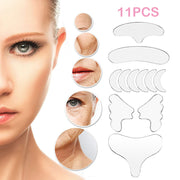 11Pcs Reusable Silicone Wrinkle Removal Sticker Face Forehead Neck Eye Sticker Pad Anti Wrinkle Aging Skin Lifting Care Patch