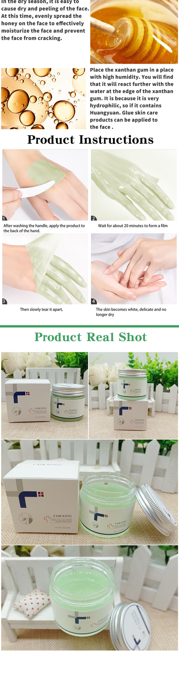 Green Tea Moisturizing Hand Wax Whitening Skin Hand Mask Repair Exfoliating Calluses Film Anti-Aging Hand Skin Treatment Cream
