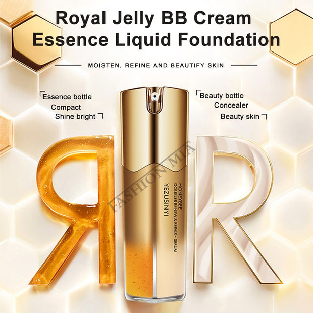 New Royal Jelly BB Cream Glow 28ml Royal Jelly + 28ml BB Cream Mixing Liquid Foundation For Moisturizing Anti-aging Repair Skin